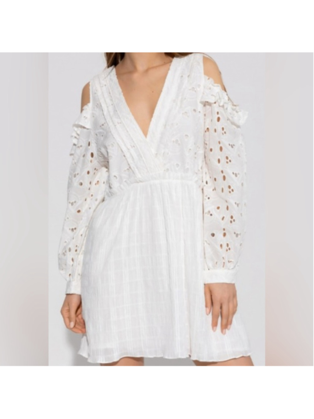 IRO Meila White Eyelet Dress Mini